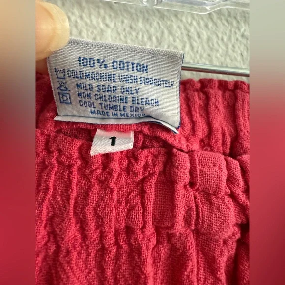 Oh My Gauze! Pink Cotton Wide Leg Pants Elastic Waist Size 1 - Picture 6 of 8